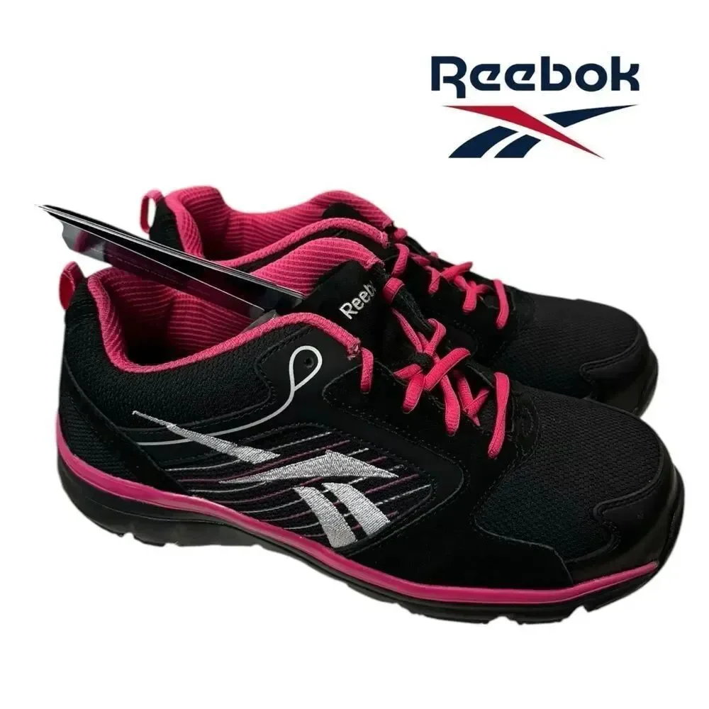 Reebok Anomar Women's Composition Toe Black Pink Work Sneakers 10.5
